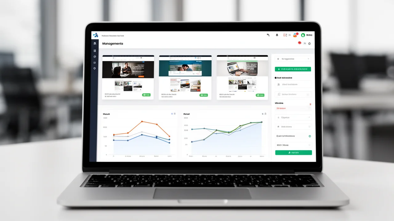 A dashboard of PBN management software displaying multiple site controls and analytics, representing centralized network management for SEO professionals.